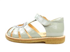 Angulus sandal mint patent with silver glitter heart